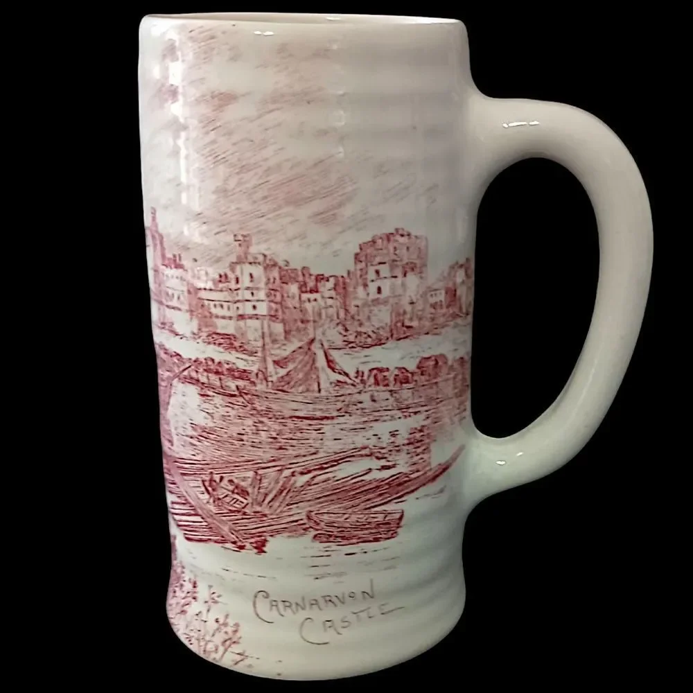Royal Staffordshire Wilkinson‎ Tankard Stein Mug ANTIQUE Carnarvon Castle Red.
